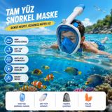 Hymark Tam Yüz Şnorkel Maske (L-Xl) Beden Panoramik Görüşlü Deniz Gözlüğü Dry Top Sistem Şnorkel Seti