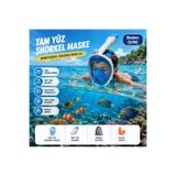 Hymark Tam Yüz Şnorkel Maske (S-M) Beden Panoramik Görüşlü Deniz Gözlüğü Dry Top Sistem Şnorkel Seti