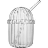 Hype Store 500ML Cam Kapaklı Pipetli Bardak, Kalın Çizgi Desenli Sıcak Soğuk Içecekler Için Kahve Meyve Suları, Çayları Için Brokosilikat Bpa Içermeyen Sağlıklı Ergonomik Şık Tasarım - Option-1 - 0 - Siyah
