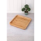 Hype Store Bambu Lüx Kare Servis 20 * 20CM, Bambu Sunumluk & Çerezlik Kare Sunum Tabağı - Option-1 - 51R-Turuncu