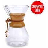 Hype Store Cam Dripper Ekipmanı - Kahve Demleme Aleti - Cam Kahve Demleme - 800 ml - 6 Cup - Ahşap