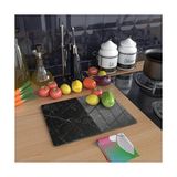 Hype Store Cam Kesme Tahtası Panosu 25 x 35 Kırılmaya Isıya Çizilmeye Dayanıklı Antibakteriyel Doğal Kesme Tablası Siyah Mermer Design - Ahşap