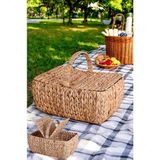 Hype Store El Yapımı Su Sümbülü Kapaklı Büyük Boy Hasır Örme Piknik Sepeti Dikdörtgen - 46X30CM - 20-36CM - Standart