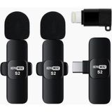 Hype Store Hepa Merz S2 Iphone ve Type-C Uyumlu Kablosuz Ikili Yaka Mikrofonu Youtube Facebook Tiktok Vlog