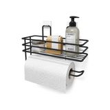 Hype Store Yapışkanlı Siyah Raflı Solo Havlu Askısı, Delmeden Montaj Banyo ve Mutfak Duvar Tipi Havluluk Organizer - Ahşap