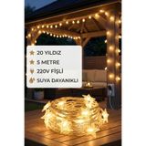 HYPENS Yıldızlı LED Bahçe Aydınlatması 5 Metre 20 LED Gün Işığı Dekoratif Işık 220V Fişli Balkon Teras Çardak
