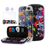 HYPERCASE Sevimli Mantar Çiçek Anahtarı OLED Taşıma Çantası, Taşınabilir Seyahat Aksesuarları Saklama Çantası Glitter Switch OLED Koruyucu Kapak Cilt, Omuz Askısı, Ekran Koruyucu ve 2 Thump Caps