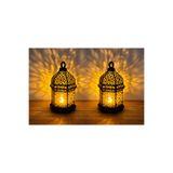 HyperDesign 2’li Ramazan Feneri LED Işıklı | 3D Baskı Dekoratif Şam Feneri | Siyah Masaüstü ve Raf Aksesuarı