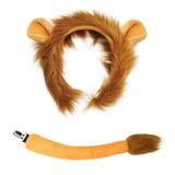 HyperFun Aslan İnek Kulakları Saç Bandı ve Kuyruk Seti - Komik Aslan ve İnek Kostümü - Cadılar Bayramı Hayvan Cosplay Aksesuarları Çocuklar Gençler Yetişkinler için
