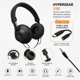 Hypergear V50 Mikrofonlu Kablolu Kulaküstü Kulaklık Siyah Type-C ve 3.5mm Jack Girişi ile Stereo Ses