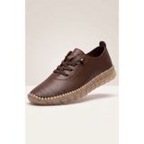 HYS SHOES Kadın Kahverengi Comfort Ortopedik Yürüyüş Ayakkabısı Yumuşak Şeffaf Taban Hakiki Deri Günlük Ayakkabı