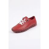 HYS SHOES Kadın Kırmızı Hakiki Deri Comfort Ortopedik Yürüyüş Ayakkabısı Yumuşak Şeffaf Taban Günlük Ayakkabı