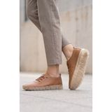 HYS SHOES Kadın Taba Comfort Ortopedik Yürüyüş Ayakkabısı Hakiki Deri Yumuşak Şeffaf Taban Günlük Ayakkabı