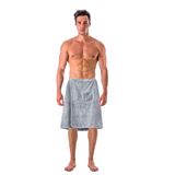 Hysunland Erkekler için Mikrofiber Banyo Sargıları Ayarlanabilir Düğmeli Gri Giyilebilir Spa Havluları, 29.5 x 59 İnç