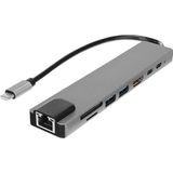 Hytech HY-USBC83 4K@30Hz Gri Metal 2xusb3.0, 1xusb2.0, 1000MBPS Pd, Typec Data, Sd/tf Kart Okuyucu T