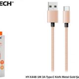 Hytech HY-X448 1 m 3A Type-c Kılıflı Metal Gold Şarj Kablosu