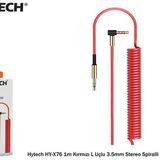 Hytech HY-X76 1m Kırmızı L Uçlu 3.5mm Stereo Spiralli Ses Kablosu