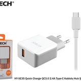 Hytech HY XE35 Quick Charge QC 3.0 2.4A Beyaz Gri Type-C Kablo