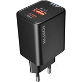 Hytech Hy-Xeg45 Type Usb-C 45W Pd + 18W Usb Qc 3.0 Gan Siyah Hızlı Ev Şarj Adaptörü