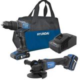 Hyundai 20X Akülü Set Hd20x-60 Darbeli Matkap + Ag20x-115 Avuç Taşlama