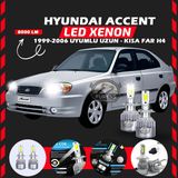 Hyundai Accent Admira 1999-2006 Uzun-kısa Far Uyumlu Şimşek Etkili Led Xenon Performance Series H4
