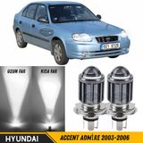 Hyundai Accent Admire 2003-2006 Uyumlu Mercekli Far Ampulü Led Xenon Beyaz Renk Far Şimşek Etkili Csp Led Lamba Uzun Kısa 2 Adet Takım