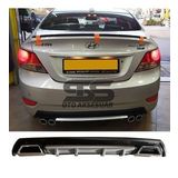Hyundai Accent Blue Difüzör Arka Tampon Eki 2 Egzoz Çıkışlı Gri Lüx Tip