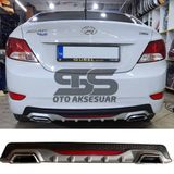 Hyundai Accent Blue Difüzör Arka Tampon Eki 2 Egzoz Çıkışlı Gri Reflektörlü