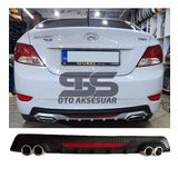 Hyundai Accent Blue Difüzör Arka Tampon Eki 4 Egzoz Çıkışlı Siyah Reflektörlü