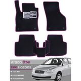 Hyundai Accent Era (2005-2011) Uyumlu Eva Paspas Tam Set–araca Özel,kolay Montaj,su Geçirmez - Siyah-Fuşya - Siyah - Fuşya