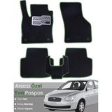 Hyundai Accent Era (2005-2011) Uyumlu Eva Paspas Tam Set–araca Özel,kolay Montaj,su Geçirmez - Siyah-Yeşil - Siyah - Yeşil