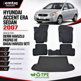 Hyundai Accent Era Sedan 2007 Araca Özel Derin Havuzlu Paspas ve Bagaj Havuzu Seti Semtaş - Siyah