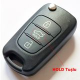 Hyundai Accent i20 i30 ix35 Uyumlu Anahtar Kabı Kumanda Kabı Oto Anahtarlık Vidalı Logolu Hold Tuşlu