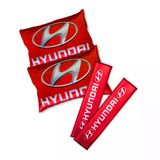 Hyundai Dijital Baskılı Kırmızı Araç Seyahat Boyun Yastık 2'Li Set Hyundai Emniyet Kemer Ped