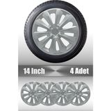 Hyundai Era Getz Accent Era 14" Inç Uyumlu 4 Adet 1 Takım Gri Kırılmaz Esnek Jant Kapağı 019 - Universal