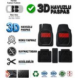 Hyundai Getz Hb 2003 Uyumlu 3 cm Havuzlu 5 Parça Set 3D Paspas Takımı Siyah - Kırmızı