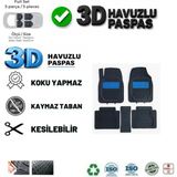 Hyundai Getz Hb 2007 Uyumlu 3 cm Havuzlu 5 Parça Set 3D Paspas Takımı Siyah - Mavi