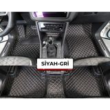 Hyundai Getz Siyah Üzeri Gri Dikiş 8d Diamond Premium Araca Özel Deri Oto Paspas - Siyah - Gri