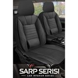 Hyundai I20 2009–2024 Sarp Serisi Oto Koltuk Kılıfı 5’li Set – Airbag & Kolçak Uyumlu, 3 Katman, Deri+Lakost Siyah
