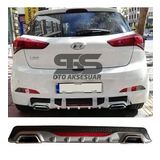 Hyundai i20 Difüzör Arka Tampon Eki 2 Egzoz Çıkışlı Gri Reflektörlü