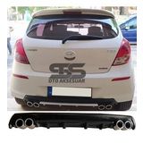 Hyundai i20 Difüzör Arka Tampon Eki 4 Egzoz Çıkışlı Siyah Lüx Tip