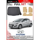 Hyundai I30 Ince Stepne 2013 Model 4d Bagaj ve Pro Serisi Havuzlu Bej Paspas Takımı - Siyah