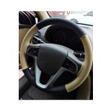 Hyundai I30 Uyumlu Deri Dikmeli Direksiyon Kilifi Bej Siyah 4Parcali