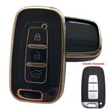 Hyundai Ix35 Santa Fe Sonata Elantra Uyumlu Smart Kumanda Kılıfı Oto Anahtarlık Siyah Gold
