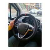 Hyundai Ix35 Uyumlu Direksiyon Kilifi Dikmeli Noktali-Nubuk Kirmizi Yuzuklu