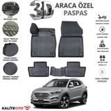 Hyundai Tucson 2017 Model Tam Uyumlu Kokusuz 3D Havuzlu Paspas - Siyah