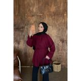 HYWONA Kadın %100 Pamuk Müslin Oversize Tesettür Gömlek Tunik Bordo