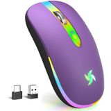 HZD LED Kablosuz Fare, İnce Sessiz Şarj Edilebilir Fare, Tip C Adaptörlü 2.4G Taşınabilir USB Optik Fare, 3 Ayarlanabilir DPI Seviyesi 1600/1200/800 Dizüstü Bilgisayar, PC, MacBook için Bilgisayar