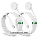 Hzevn 2024 2'li Paket Yükseltilmiş iWatch Şarj Cihazı Manyetik Kablosuz USB C i-Watch Kablosu 3FT, Apple Watch Serisi Ultra SE/8/7/6/5/4/3/2/1 için Hızlı Şarj 38 mm 40 mm 42 mm 44 mm 45 mm Boyut -