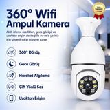 Hzl Ampul 360 Panoramik Wifi Güvenlik Kamerası Gece Görüşlü Beyaz Renkli Yüksek Çözünürlük